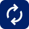 Circular arrows representing recurring ACH credits or direct deposits.